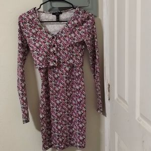 Forever 21 2 Piece Mini Floral Long Sleeve Dress